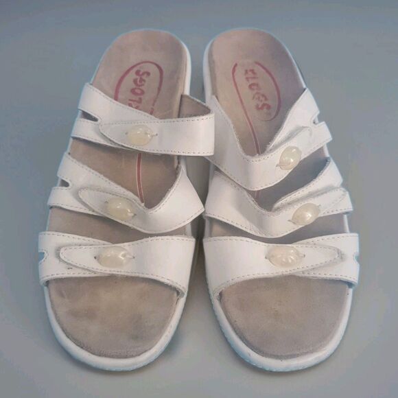 Kloggs Comfort Sandal Sz 8 Leather Back Slide Wedge Slip Resistant White - Picture 1 of 14